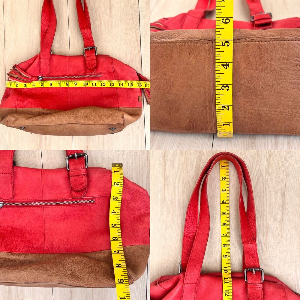 Salvador Bachiller Genuine Leather Cherry Red Callie Collection Satchel Purse - Picture 15 of 16